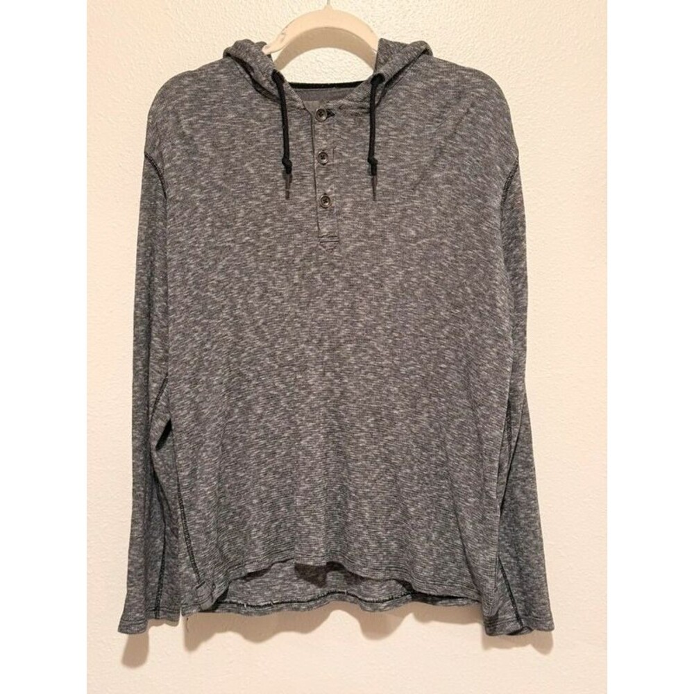 DKNY Jeans Gray Marled Henley Hoodie